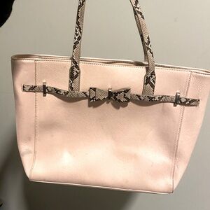 faux snakeskin print bow shoulder bag